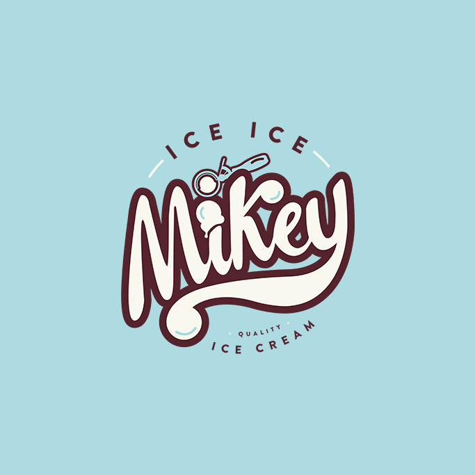 Ice Ice Mikey logo on a blue background