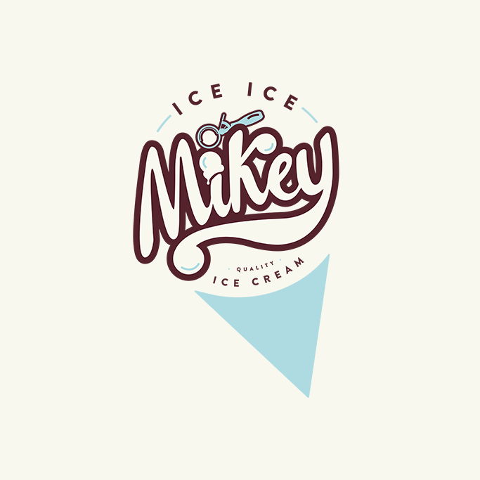 Ice Ice Mikey full logo with cone on a cream background